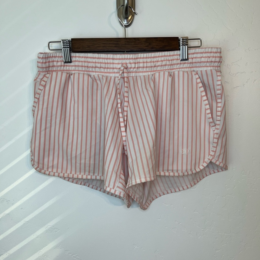 Albion Pink & White Striped Athletic Drawstring Shorts